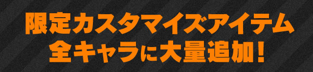 限定カスタマイズアイテム全キャラに大量追加！